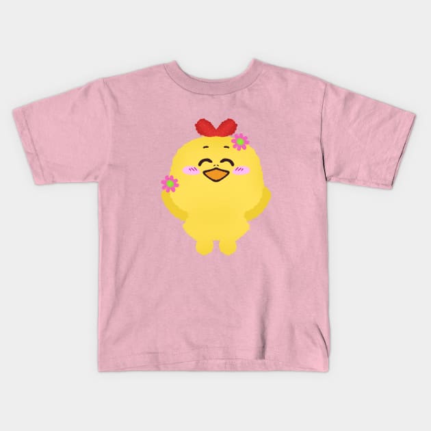 Yellow chick Kids T-Shirt by pomee